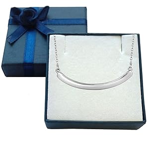 Amazon.com: Sterling Silver Curve Bar Necklace, 18